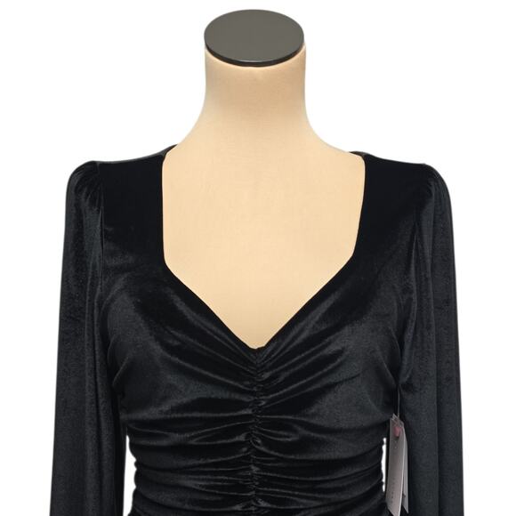 NWT Rachel Parcell Black Velvet Dress Size Small Ruched Bodycon Whimsygoth 90s - Picture 8 of 10